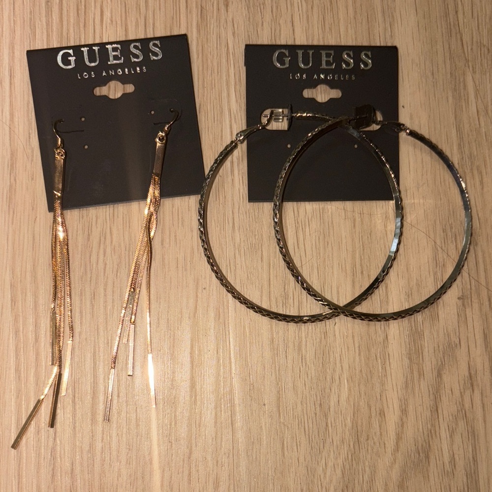 GUESS Gold and Silver Hoop and Dangle Earrings